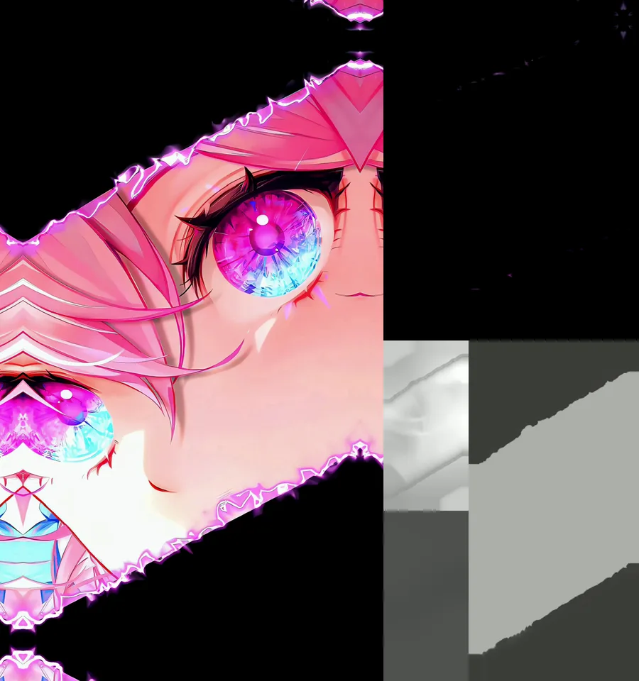 Fotograma del vídeo 4D de Rainbow Eye: a la izquierda el color, a la derecha el escenario, el mapa de profundidad y la máscara del sujeto
